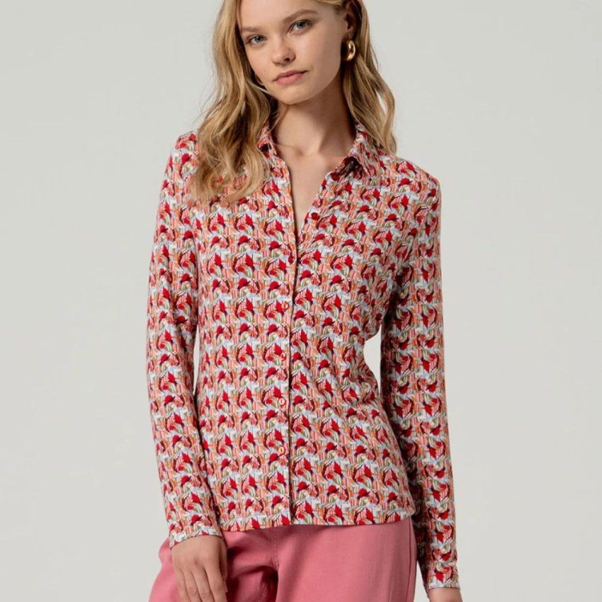 Camisa de punto estampado rojo de Surkana