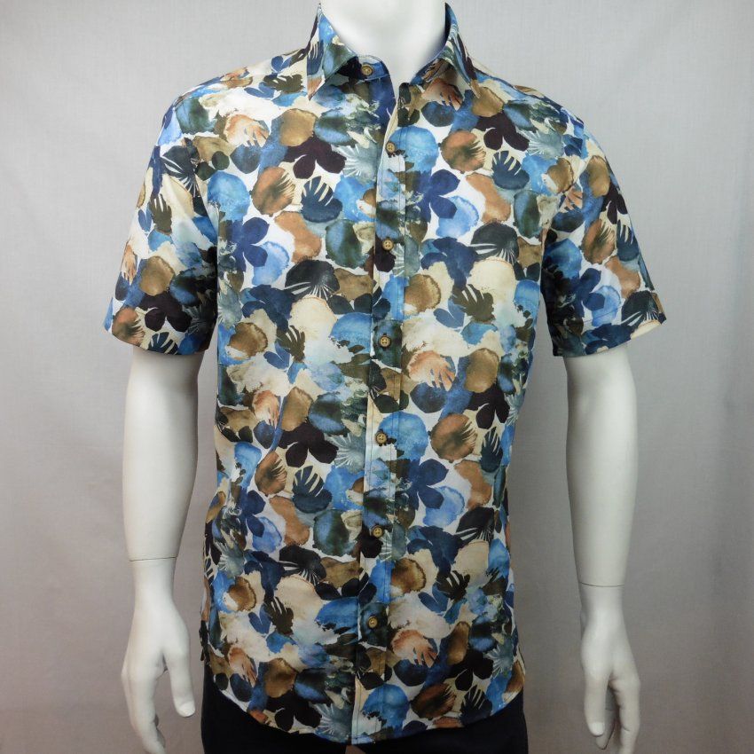 Camisa estampado difuminado marrón y azul de Corsare