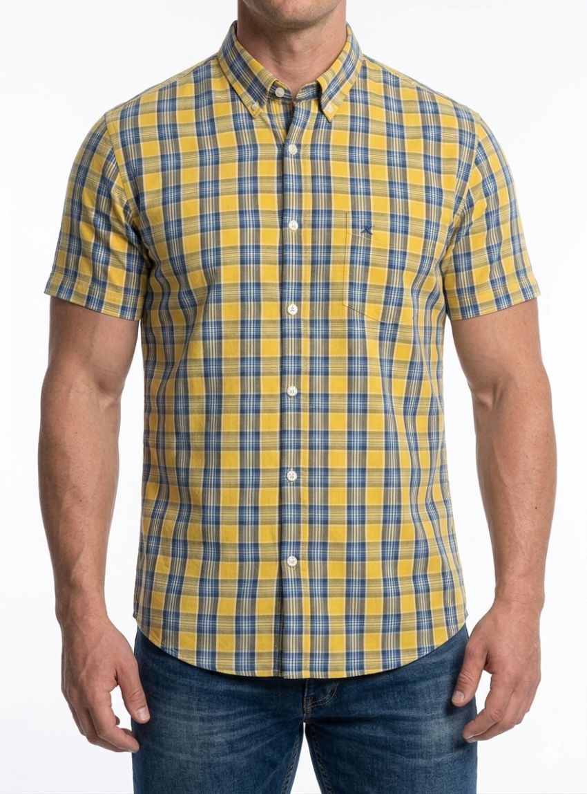 Camisa mc cuadros ocre de VNTO