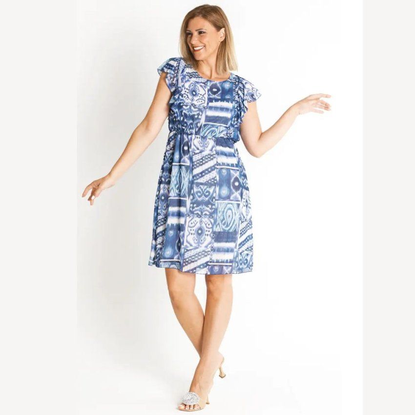 Vestido bambula estampado azul de Lourdes Castillo