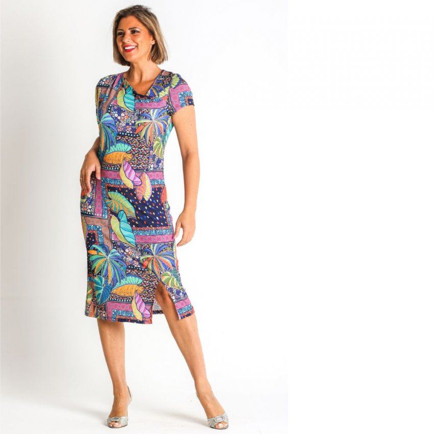 Vestido multi estampado hojas de Nayat