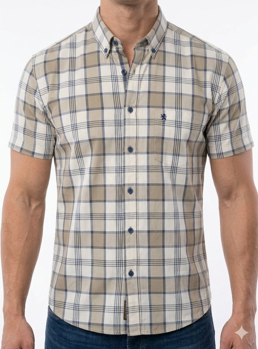 Camisa mc cuadros beige de VNTO