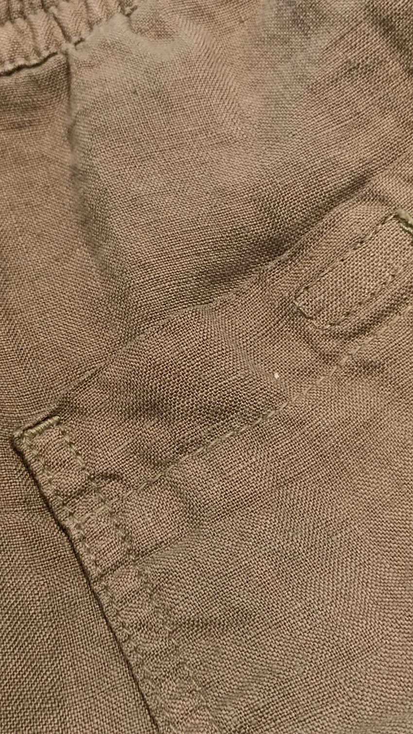 Pantalón corto lino goma verde de Tayron's