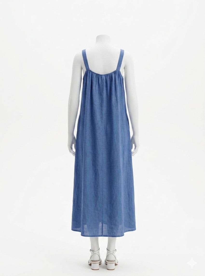 Vestido tirantes de lino azulon de WNT Collection