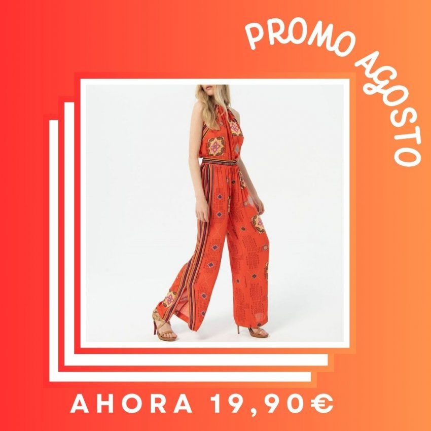 Pantalón naranja con estampado rayas de Surkana