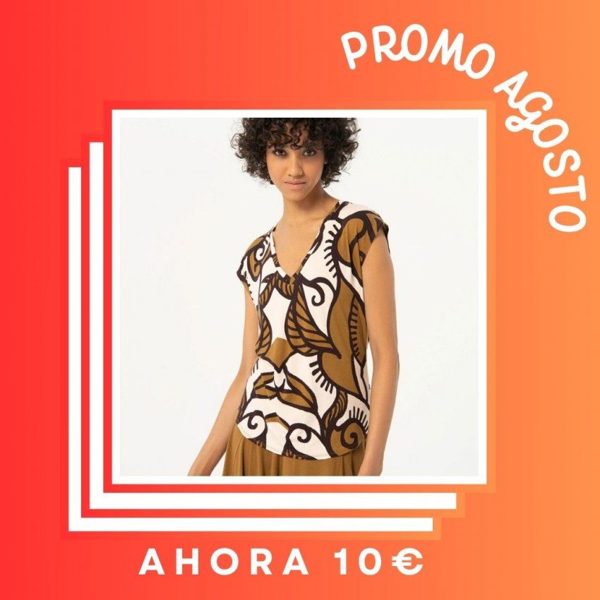 Camiseta hojas grandes camel de Surkana