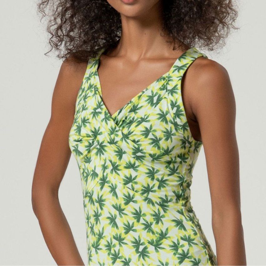 Vestido largo flores lima y verde de Surkana