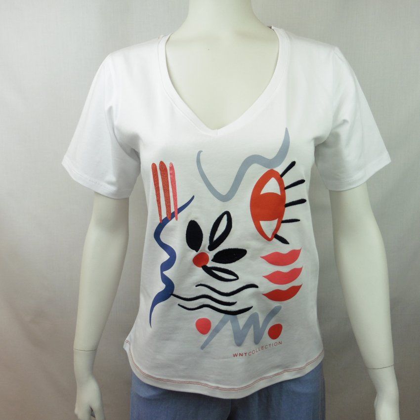 Camiseta blanco abstracto de WNT Collection