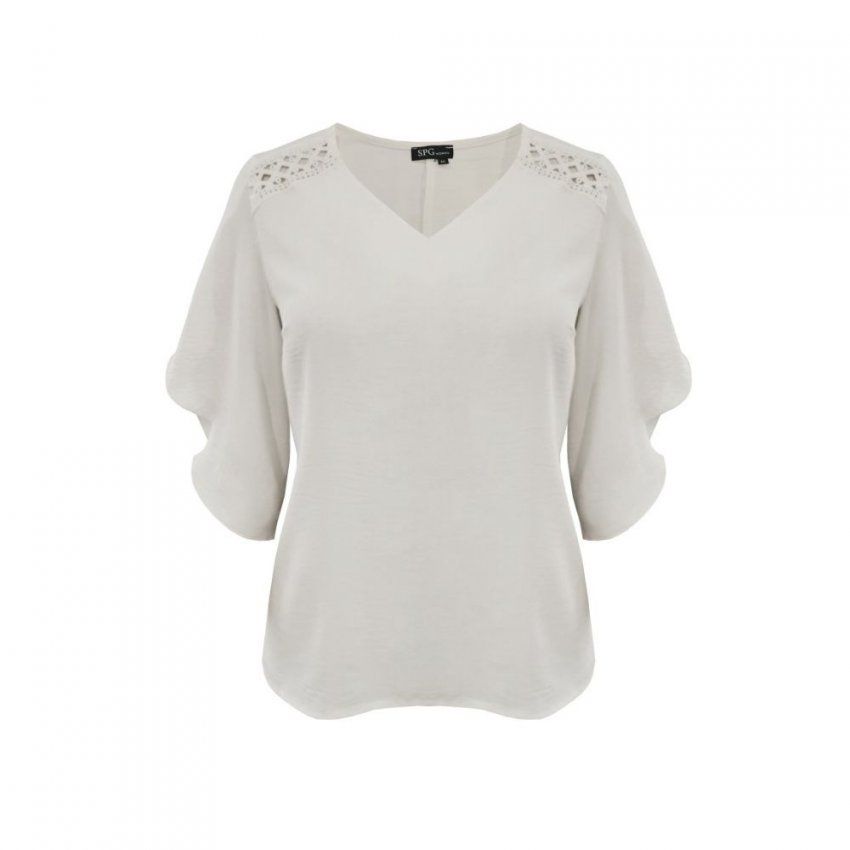 Blusa blanca ganchillo de SPG Woman