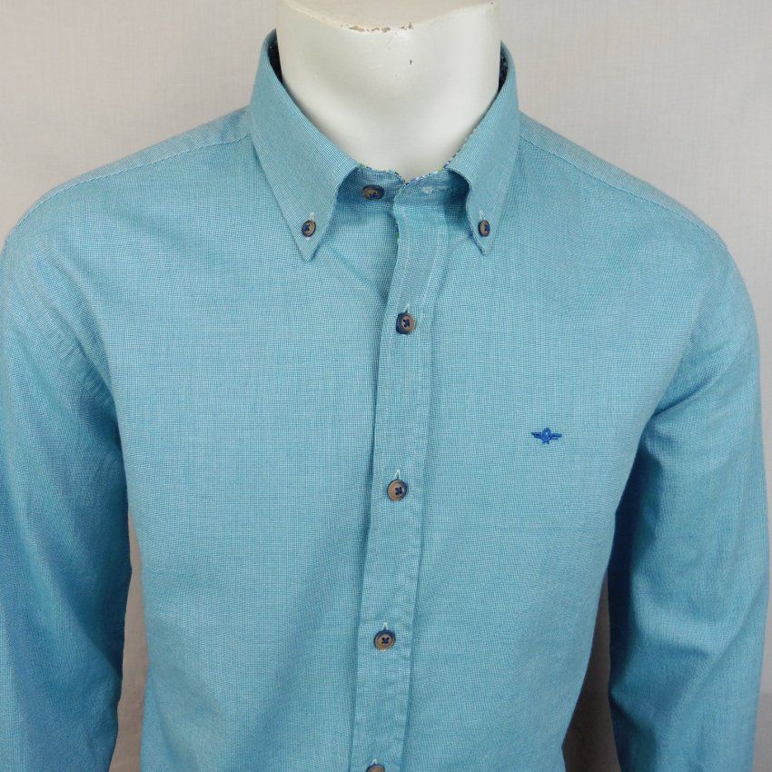 Camisa micro cuadrados turquesa de Corsare