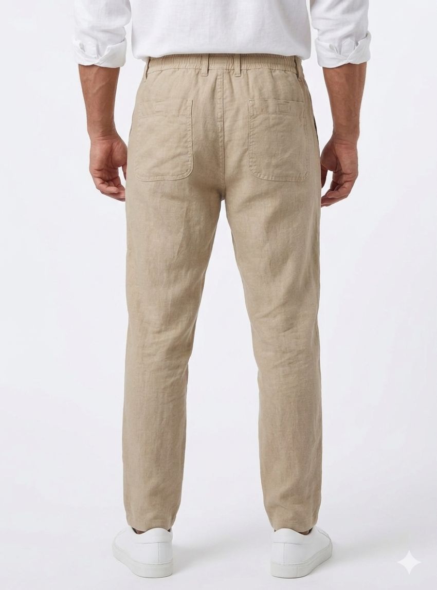 Pantalón lino goma arena de Tayron's