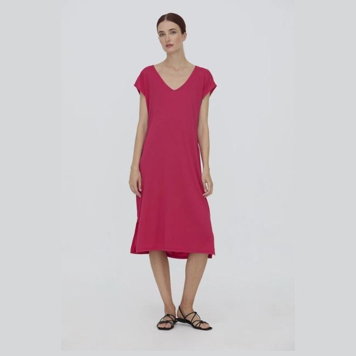 Vestido largo de punto fucsia de WNT Collection