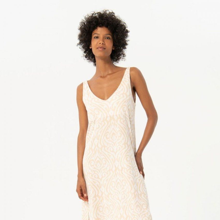 Vestido blanco estampado grande arena de Surkana