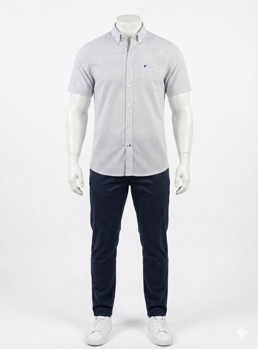 Camisa mini cuadros negro y azulon de Dos Galgos