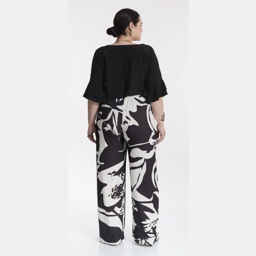 Pantalón palazzo punto blanco y negro de SPG Woman