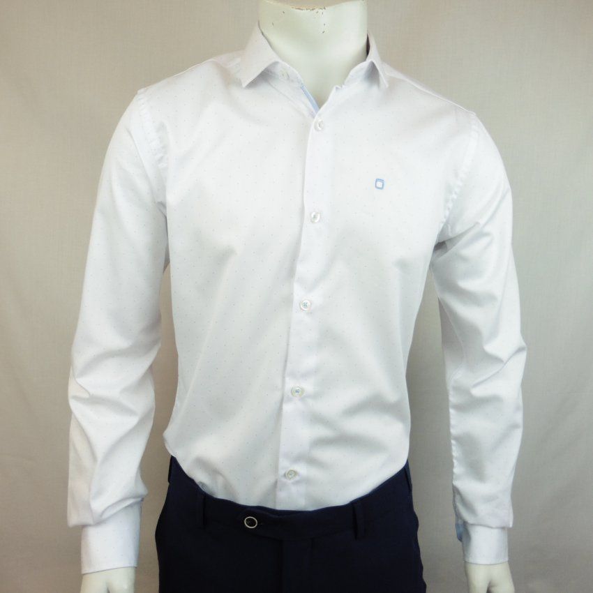 Camisa blanca topo celeste de Yellow Skin