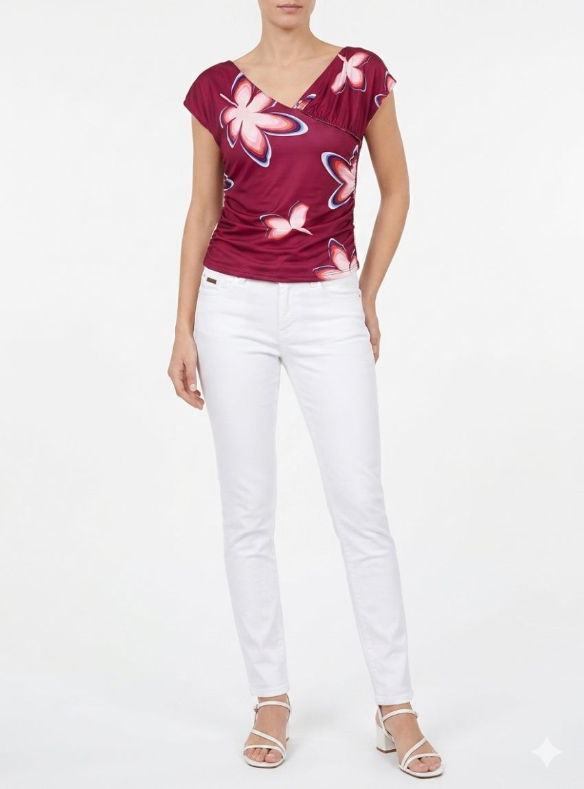Camiseta drapeada estampada de WNT Collection