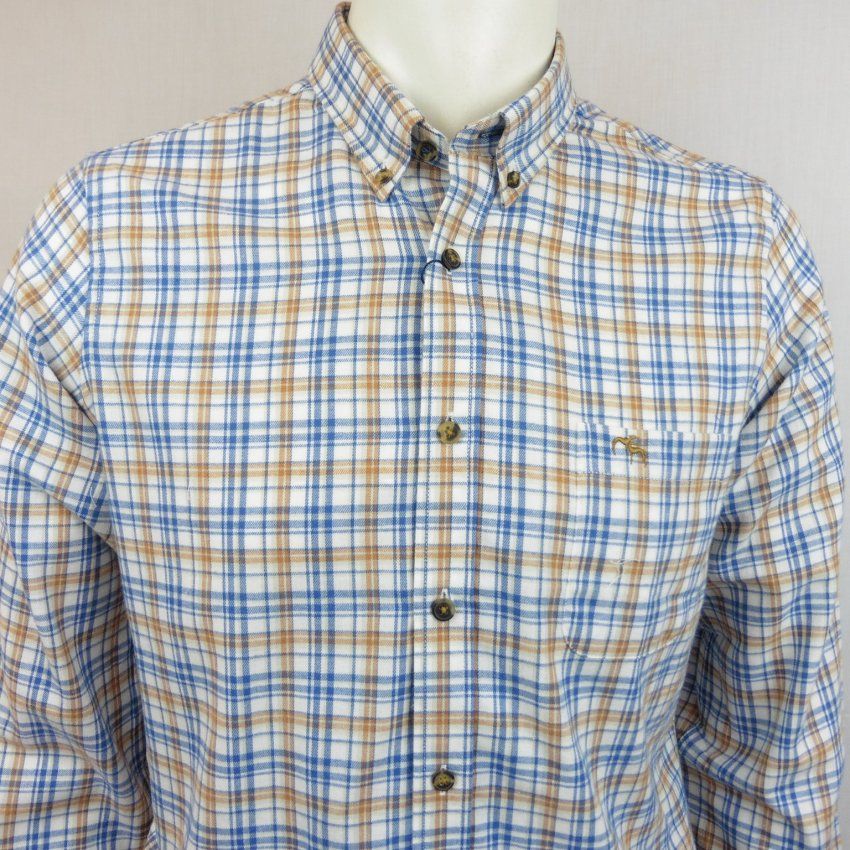Camisa viella cuadros azul y camel de Dos Galgos