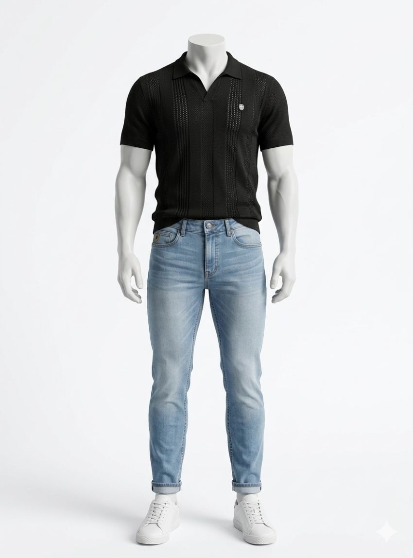 Polo negro de punto de Dark & Fish