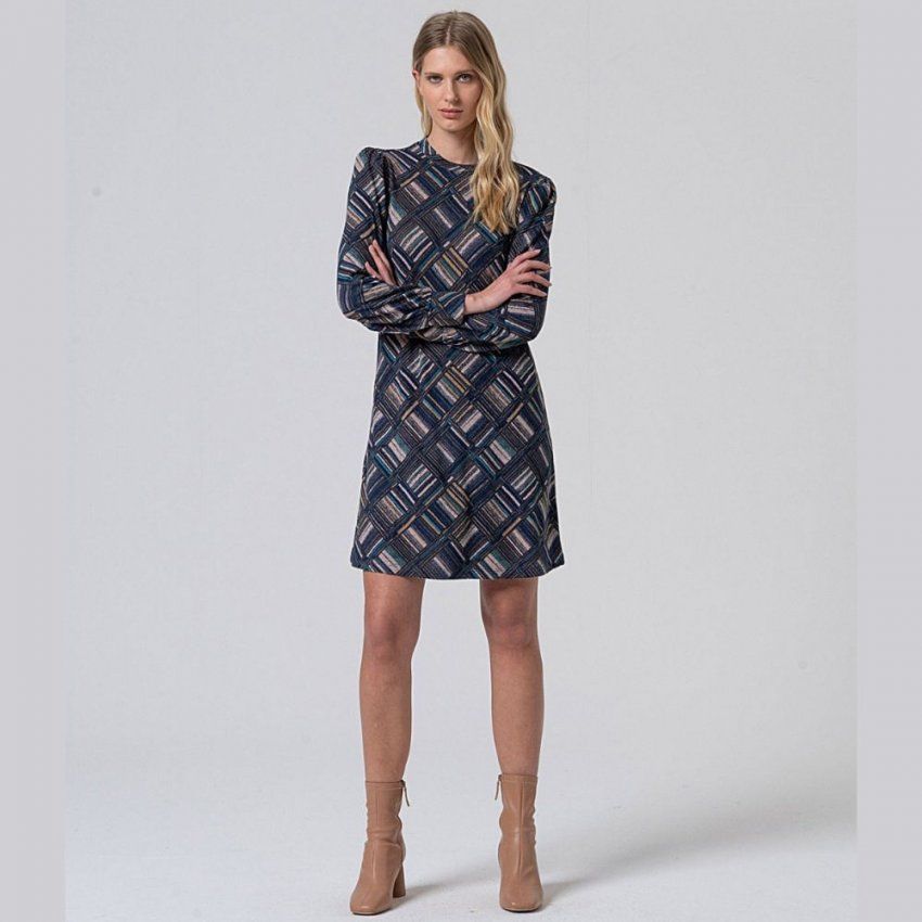 Vestido punto cálido estampado cuadros de Surkana