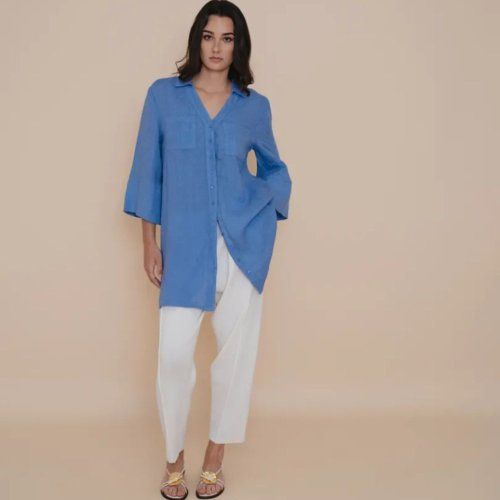 Vestido de lino azulon de WNT Collection