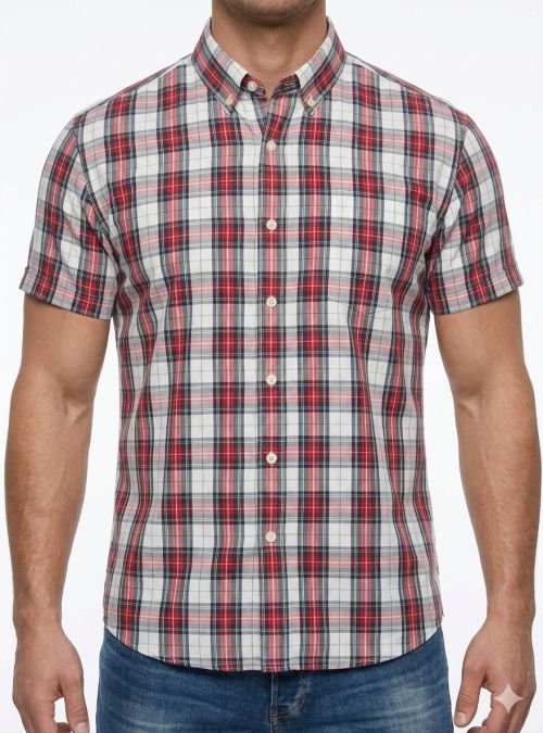Camisa cuadros rojo  marino de VNTO