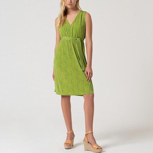 Vestido estampado pequeño verde y naranja de Surkana