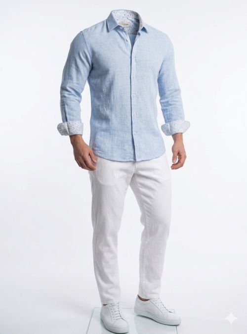 Camisa lino celeste de Corsare