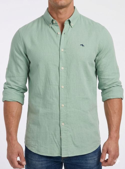 Camisa lino verde de Dos Galgos