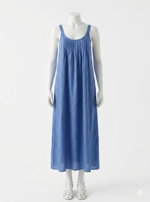Vestido tirantes de lino azulon de WNT Collection
