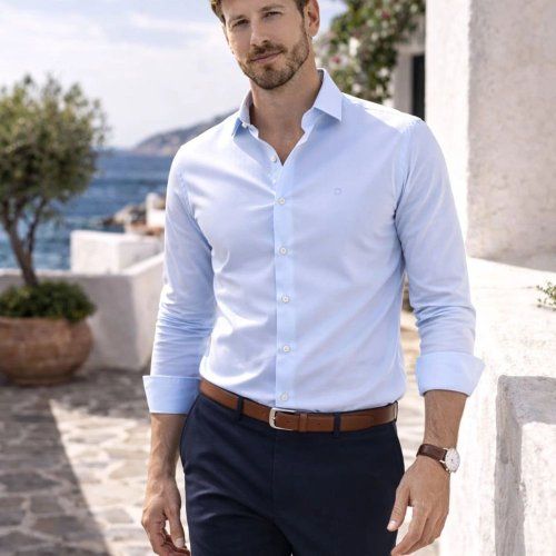 Camisa celeste relieve de Yellow Skin