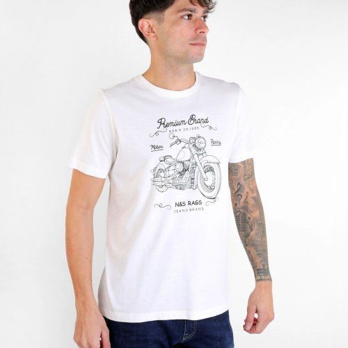 Camiseta blanca moto de N&S