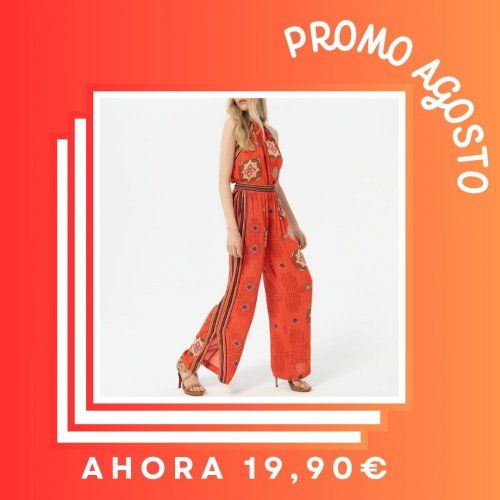Pantalón naranja con estampado rayas de Surkana