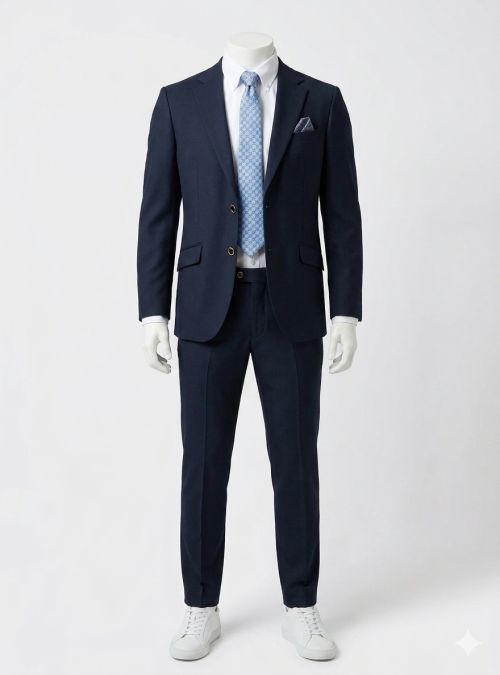 Traje azul marino mini puntos de True Man