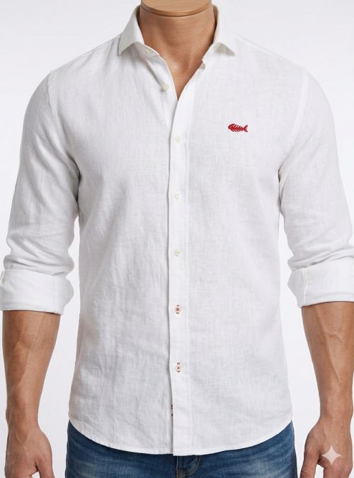 Camisa blanca lino de Dark & Fish