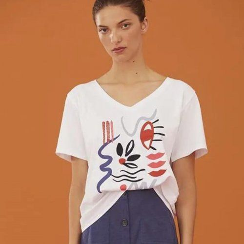 Camiseta blanco abstracto de WNT Collection