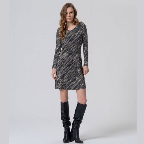 Vestido punto cálido estampado vertical diagonal de Surkana
