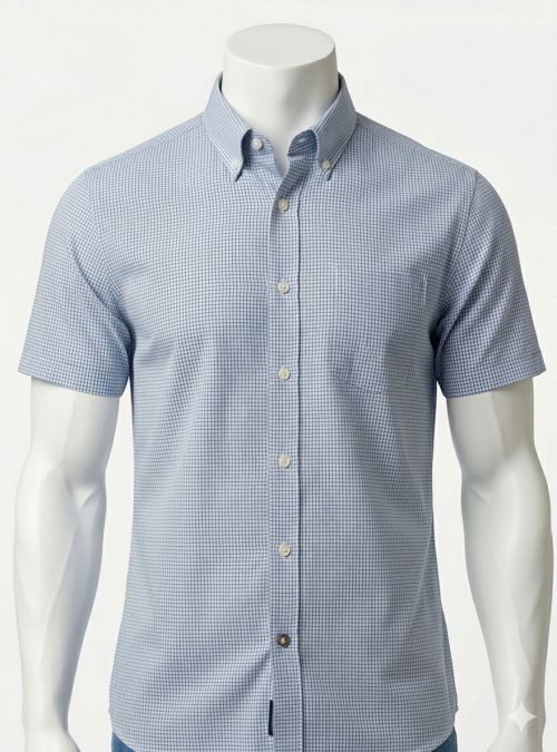 Camisa cuadros pequeños azules de Corsare