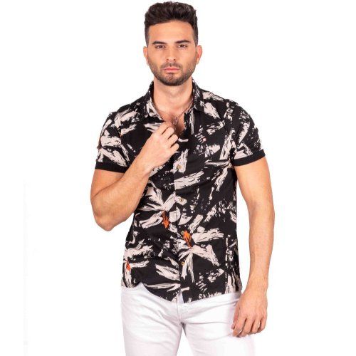 Camisa Polo negra estampada de Yellow Skin