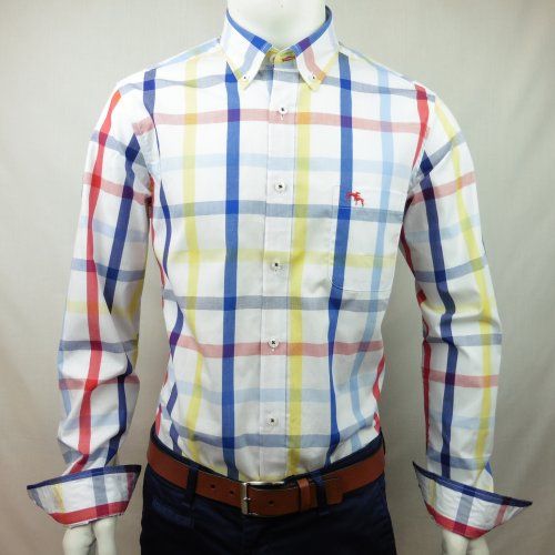 Camisa cuadros azul, rojo y amarillo de Dos Galgos