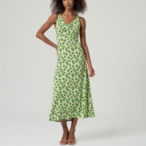 Vestido largo flores lima y verde de Surkana Vestido largo flores lima y verde de Surkana