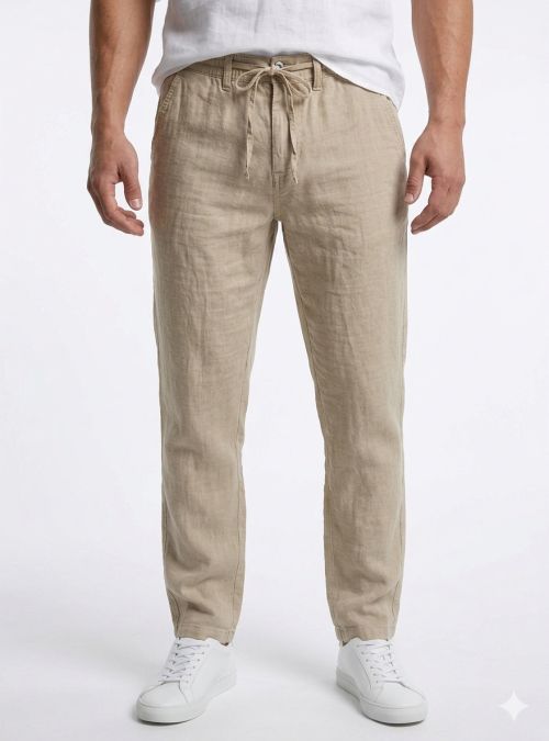 Pantalón lino goma arena de Tayron's