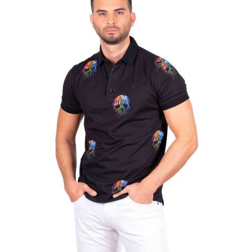 Polo negro calaveras de Yellow Skin