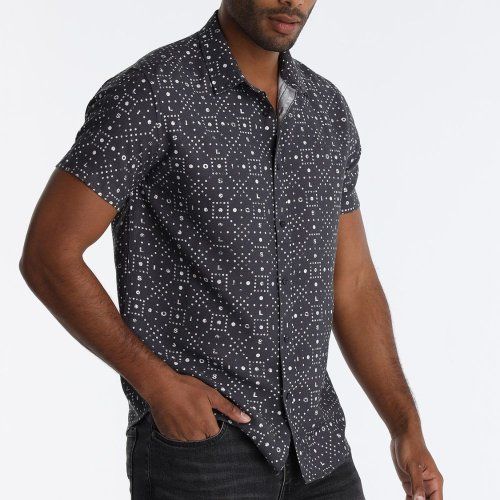 Camisa azul marino con dibujo blanco de Lois