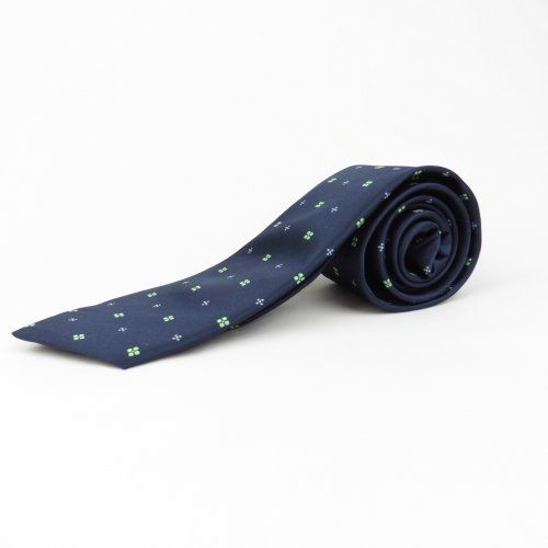 Corbata azul marino con flores verdes de Boccola