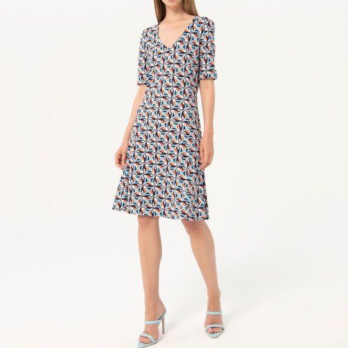 Vestido estampado azules y naranja de Surkana