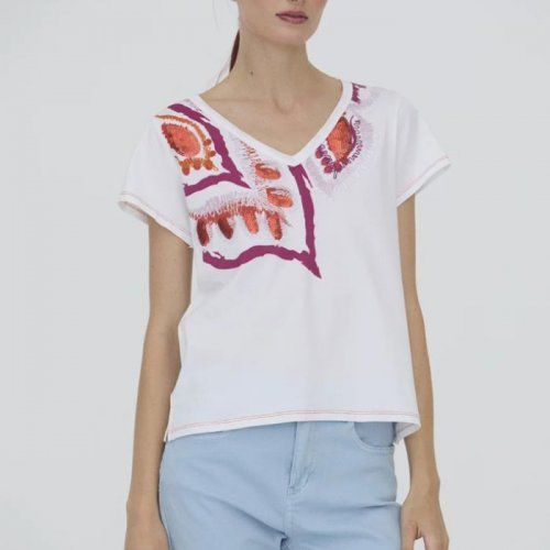 Camiseta algodón adornos lentejuelas de WNT Collection