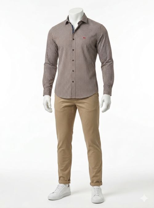 Camisa marrón estampado blanco de Dark & Fish