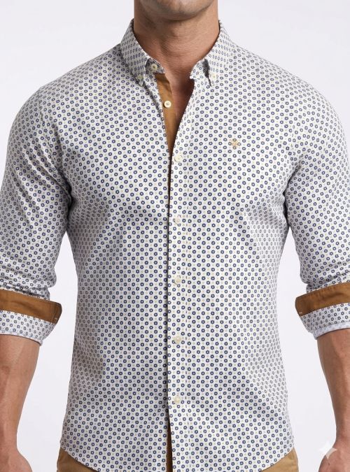 Camisa mini flores azul y camel de Yellow Skin