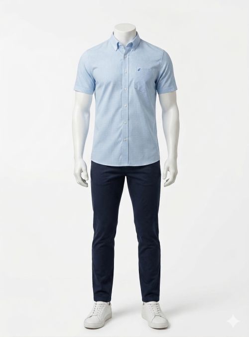 Camisa micro cuadros turquesa de Dos Galgos